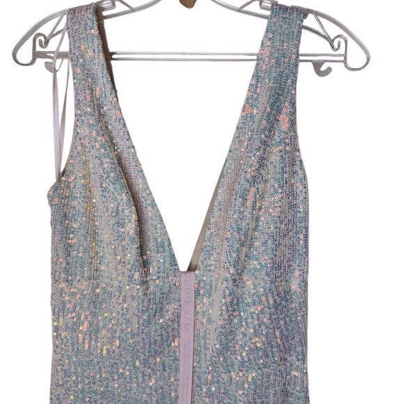 IEENA FOR MAC DUGGAL Sequin Asymmetrical Ruffle Tiered Gown Size 8 Style 27046 - Picture 5 of 11